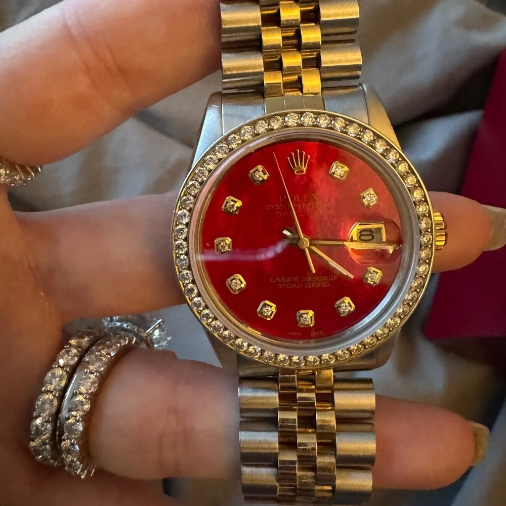 Custom Rolex watch. Authentic Rolex with custom diamond bezel/custom dial. - Picture 1 of 7